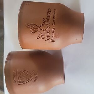 Heureka Gastro collectible tourist clay stone mugs Esslingen am Neckar set of 2